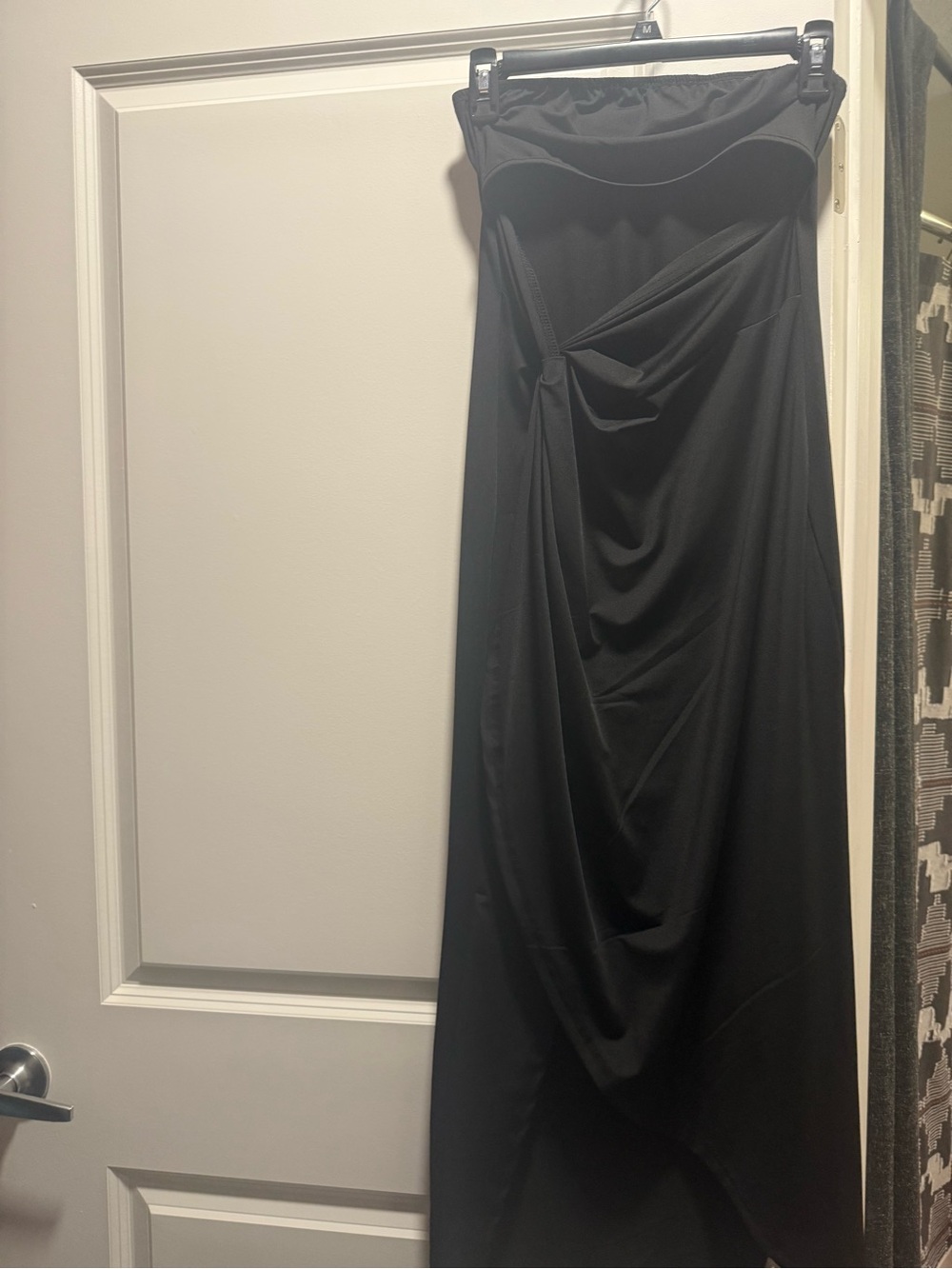 SHEIN Black Strapless Draped Maxi Gown